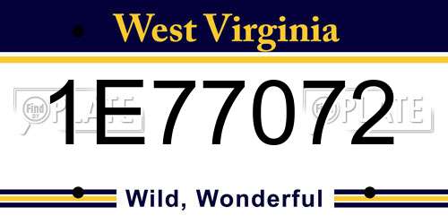 1E77072 West Virginia License Plate