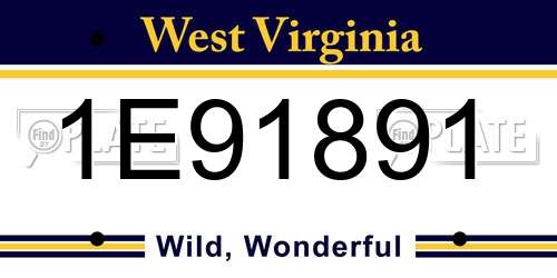 1E91891 West Virginia License Plate