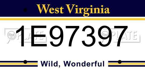 1E97397 West Virginia License Plate