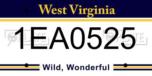 1EA0525 West Virginia License Plate