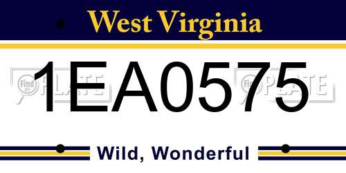1EA0575 West Virginia License Plate