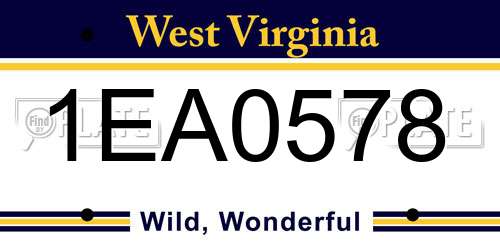 1EA0578 West Virginia License Plate