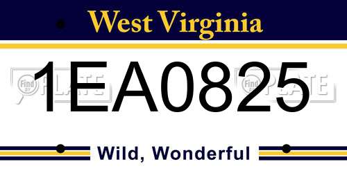1EA0825 West Virginia License Plate