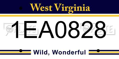 1EA0828 West Virginia License Plate