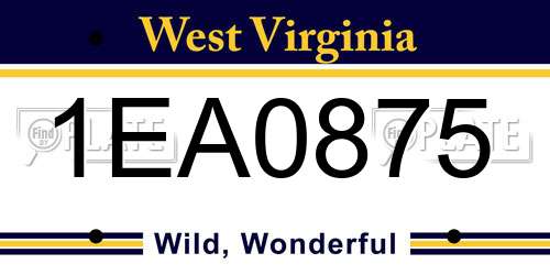 1EA0875 West Virginia License Plate