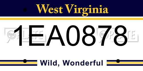 1EA0878 West Virginia License Plate