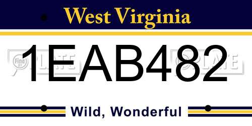 1EAB482 West Virginia License Plate