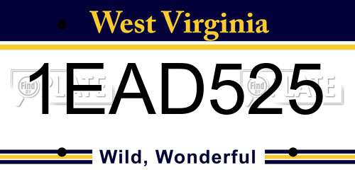 1EAD525 West Virginia License Plate