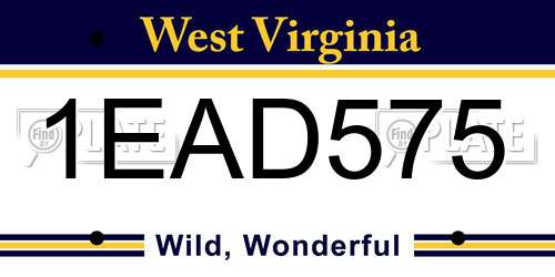 1EAD575 West Virginia License Plate