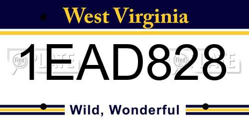 1EAD828 West Virginia License Plate