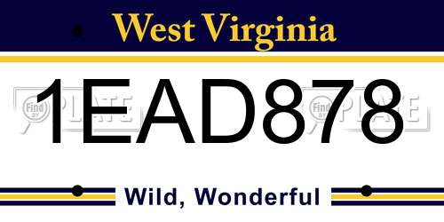 1EAD878 West Virginia License Plate