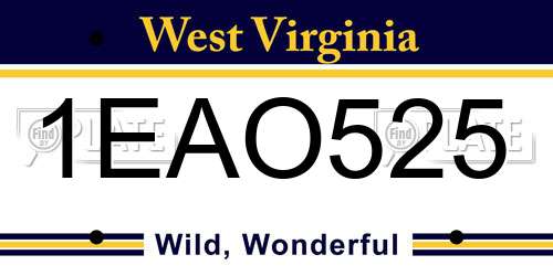 1EAO525 West Virginia License Plate