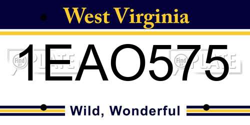 1EAO575 West Virginia License Plate