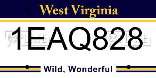 1EAQ828 West Virginia License Plate