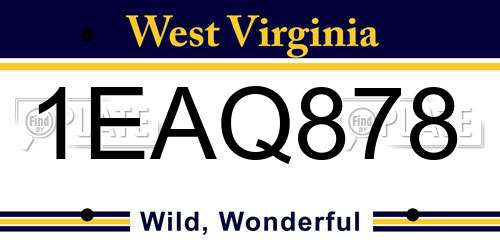 1EAQ878 West Virginia License Plate