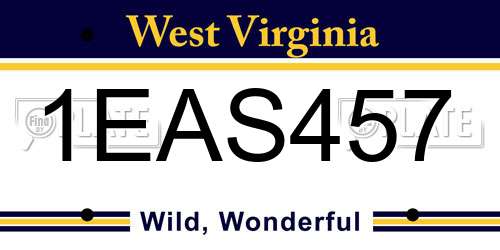 1EAS457 West Virginia License Plate