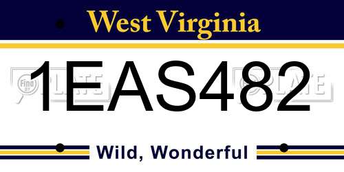 1EAS482 West Virginia License Plate