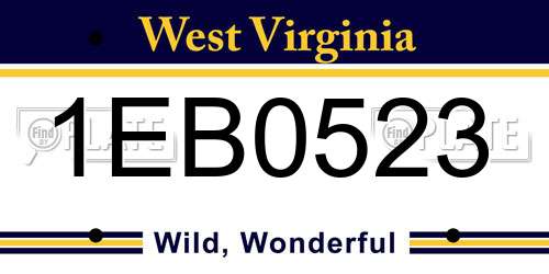 1EB0523 West Virginia License Plate