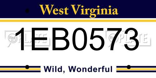 1EB0573 West Virginia License Plate