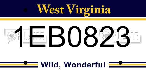 1EB0823 West Virginia License Plate