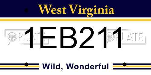 1EB211 West Virginia License Plate