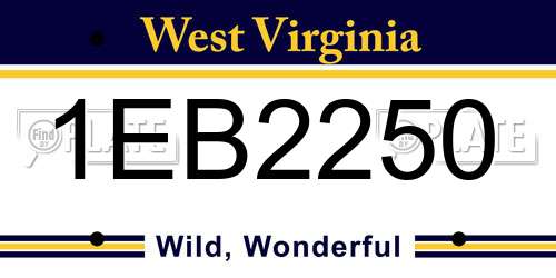 1EB2250 West Virginia License Plate