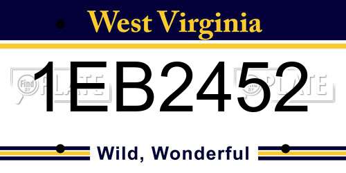 1EB2452 West Virginia License Plate