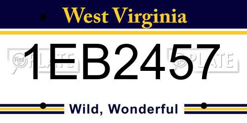 1EB2457 West Virginia License Plate