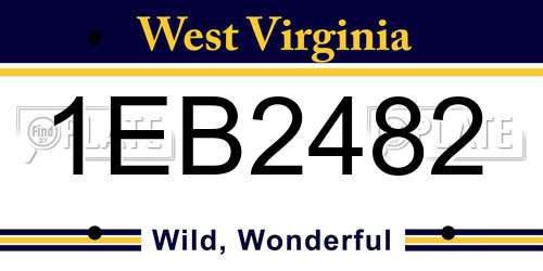 1EB2482 West Virginia License Plate