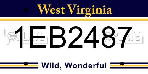1EB2487 West Virginia License Plate