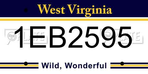 1EB2595 West Virginia License Plate