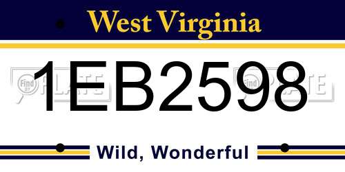 1EB2598 West Virginia License Plate