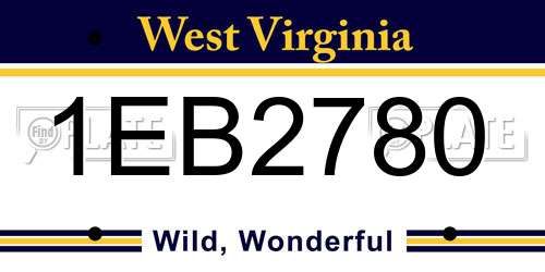 1EB2780 West Virginia License Plate