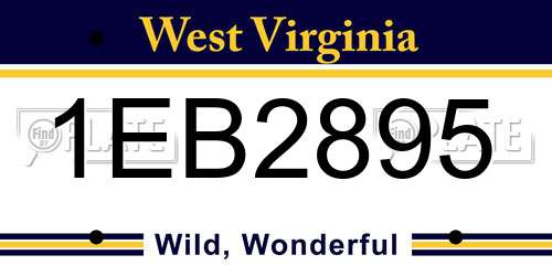 1EB2895 West Virginia License Plate