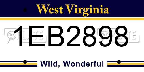 1EB2898 West Virginia License Plate