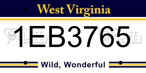 1EB3765 West Virginia License Plate