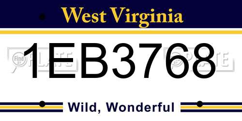 1EB3768 West Virginia License Plate