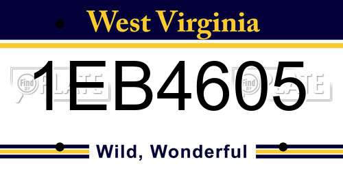 1EB4605 West Virginia License Plate