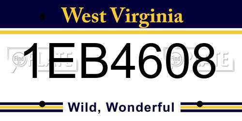 1EB4608 West Virginia License Plate
