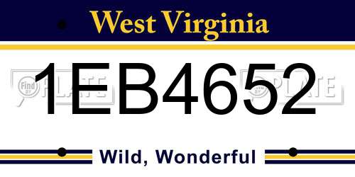 1EB4652 West Virginia License Plate