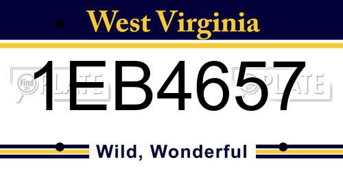 1EB4657 West Virginia License Plate