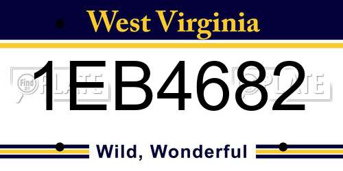 1EB4682 West Virginia License Plate