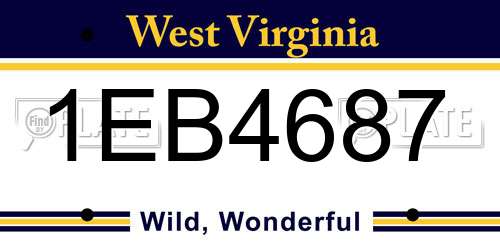 1EB4687 West Virginia License Plate
