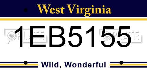 1EB5155 West Virginia License Plate