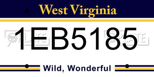 1EB5185 West Virginia License Plate
