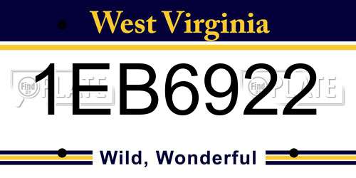 1EB6922 West Virginia License Plate