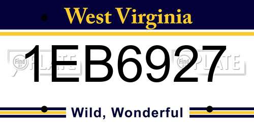 1EB6927 West Virginia License Plate