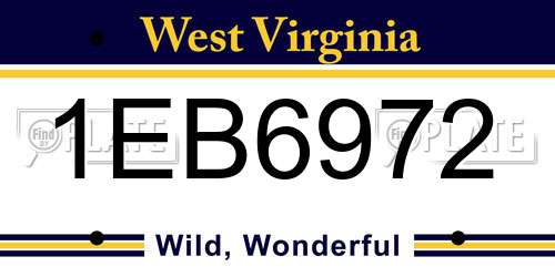 1EB6972 West Virginia License Plate