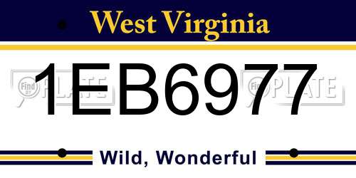 1EB6977 West Virginia License Plate