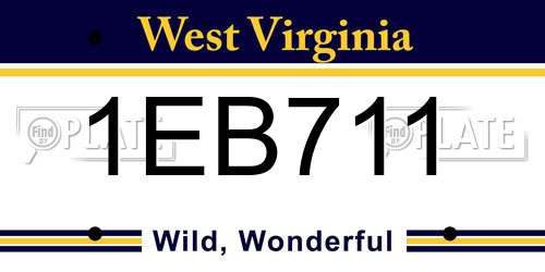 1EB711 West Virginia License Plate
